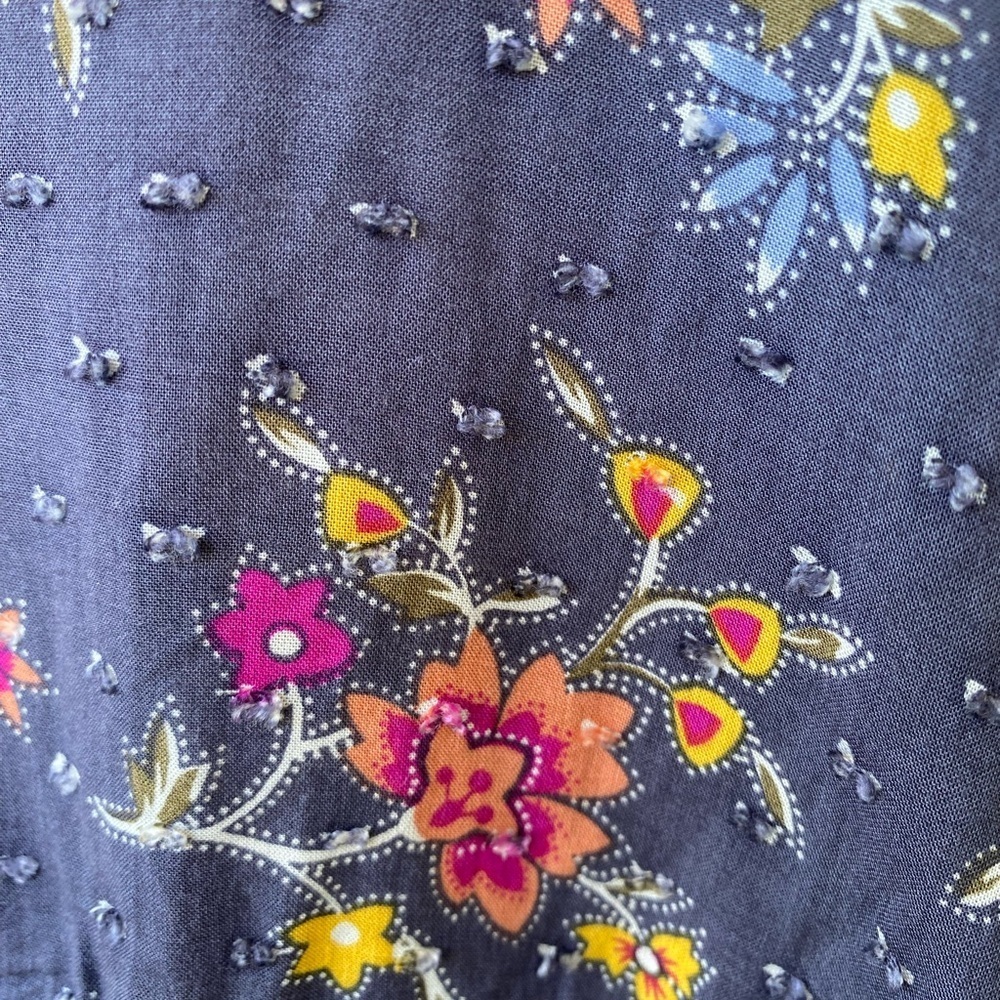 Blue Button-Up Blouse with multi colored Floral design by Caslon size XL - Picture 6 of 6